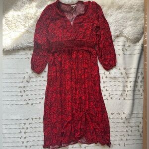 perfect fall red floral cottage core dress